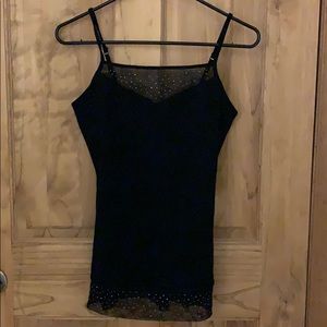 Black tank top with sheer/sequin details